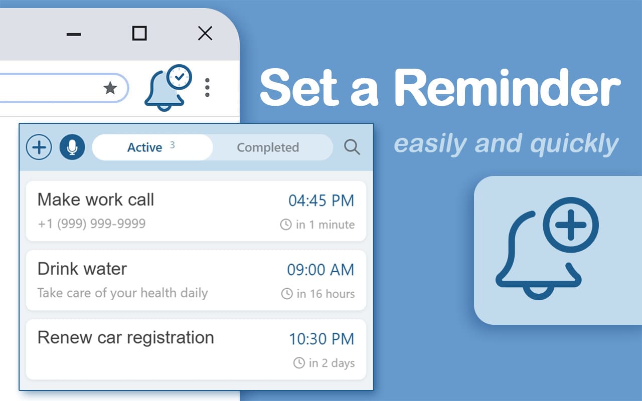 Set a Reminder – Voice & Text Reminders for Chrome